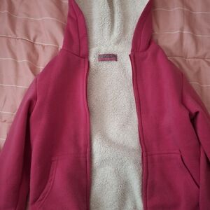 Pink Hooded Jacket with Cream Lining
